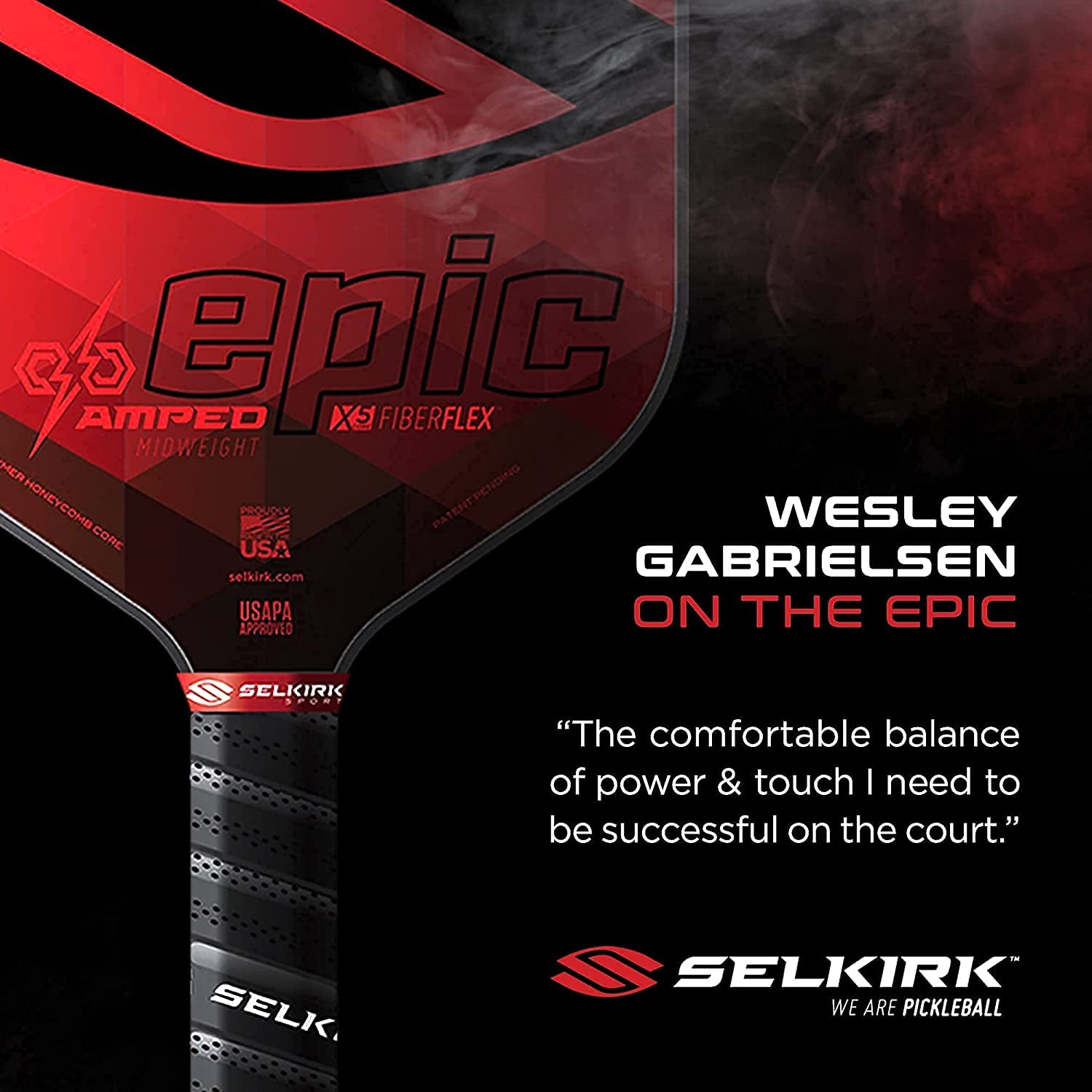 Amped Pickleball Paddle | Assembled in the USA | Amped Control or Amped Pro Fiberglass Pickleball Paddle | Unrivaled Precision & Control